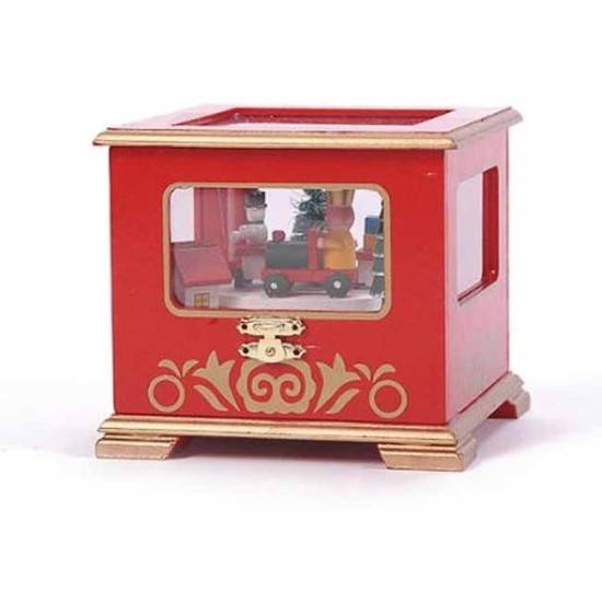 Χριστουγεννιάτικο μουσικό κουτί 12*14*14 εκ. κουρδιστό κόκκινο χρυσό 0115565