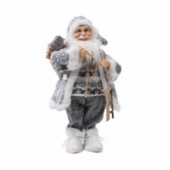 Άγιος Βασίλης 46*22*15 εκ. μουσική κίνηση γκρι ασημί ύφασμα 80-18