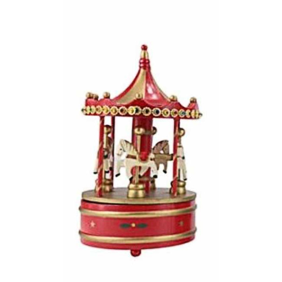 Μουσικό καρουζέλ 23,5*14 εκ. ξύλινο κόκκινο χρυσό 0095948