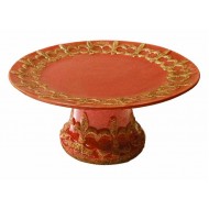 Πιατέλα με πόδι 11*23,5 εκ. ανάγλυφη κόκκινη αντικέ 37-19