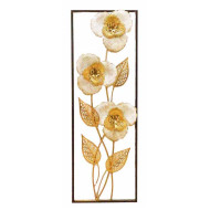 Διακοσμητικό τοίχου 90*31*3 εκ. μεταλλικά λουλούδια χρυσό λευκό 36-79