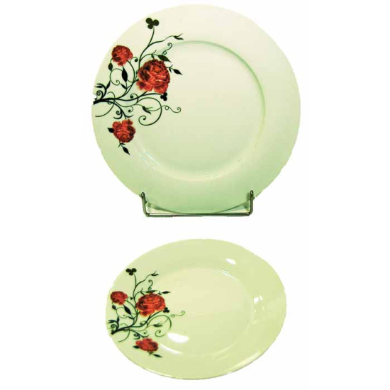 Σετ 7 τεμ. πάστας 27-19,5 εκ. λευκή πορσελάνη λουλούδια 13-03