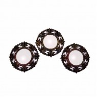 Σετ 3 καθρέφτες 25 εκ. μαύρο αντικέ μπρονζέ 26-004 