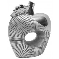 Διακοσμητικό μήλο 20*18*7 εκ. ασημί ανάγλυφες ρίγες 00-548