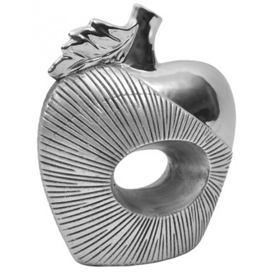 Διακοσμητικό μήλο 20*18*7 εκ. ασημί ανάγλυφες ρίγες 00-548 Διακοσμητικό μήλο 20*18*7 εκ. ασημί ανάγλυφες ρίγες 00-548