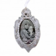 Κορνίζα ξύλινη οβάλ 24*14 εκ. για φώτο 10*15 εκ. καφέ λευκό 16-021