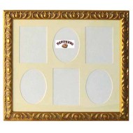 Κορνίζα τοίχου 37*42 εκ. για 6 φώτο 9*12 εκ. ξύλινη χρυσή σκαλιστή 325606