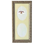 Κορνίζα τοίχου 16*34 εκ. για 2 φώτο 9*12 εκ. ξύλινη ασημί αντικέ 9742