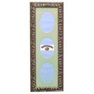 Κορνίζα τοίχου 18*50 εκ. για 3 φώτο 9*12 εκ. ξύλινη ασημί σκαλιστή 3256Α3