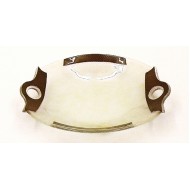 Διακοσμητική πιατέλα 5*32 εκ. γυαλί fusing λευκό καφέ 2601