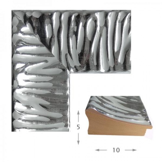 Κορνίζα ξύλινη 10 εκ. ασημί ανάγλυφη 879-02