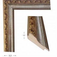 Κορνίζα ξύλινη 3,3 εκ. ασημί χρυσή σκαλιστή 965-12