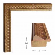 Κορνίζα ξύλινη 3 εκ. χρυσή σκαλιστή 624-01