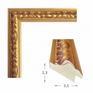 Κορνίζα ξύλινη 3,4 εκ. χρυσή σκαλιστή 980-11