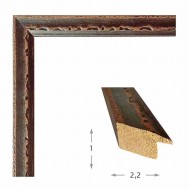 Κορνίζα ξύλινη 2,2 εκ. ανάγλυφη καφέ ντεκαπέ 891-27