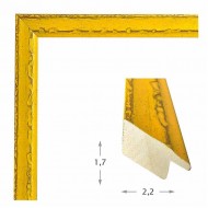 Κορνίζα ξύλινη 2,2 εκ. ανάγλυφη κίτρινη ντεκαπέ 891-24