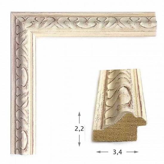 Κορνίζα ξύλινη 3,4 εκ. λευκή ντεκαπέ σκαλιστή 980-23