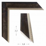 Κορνίζα ξύλινη 3,8 εκ. μαύρη ασημί σκάλισμα 938-12