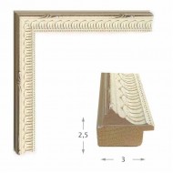 Κορνίζα ξύλινη 3 εκ. λευκή ντεκαπέ σκαλιστή 624-23