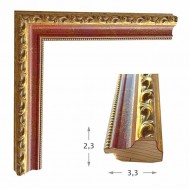 Κορνίζα ξύλινη 3,3 εκ. χρυσή σκαλιστή κόκκινη πατίνα 965-08