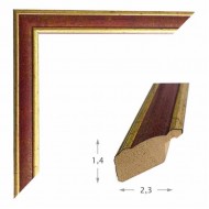 Κορνίζα ξύλινη 2,3 εκ. μπορντό χρυσό 229-08