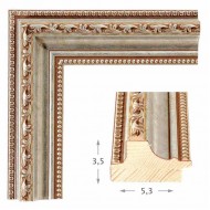 Κορνίζα ξύλινη 5,3 εκ. ασημί τριπλό σκάλισμα καφέ πατίνα 345-02