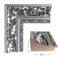 Κορνίζα ξύλινη 8,5 εκ. ασημί σκαλιστή 405-02