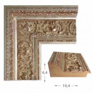 Κορνίζα ξύλινη 10,4 εκ. ασημί σκάλισμα μπεζ πατίνα 415-02