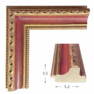 Κορνίζα ξύλινη 5,2 εκ. κόκκινο με χρυσό τριπλό σκάλισμα 345-08
