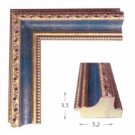 Κορνίζα ξύλινη 5,2 εκ. μπλε με χρυσό τριπλό σκάλισμα 345-09