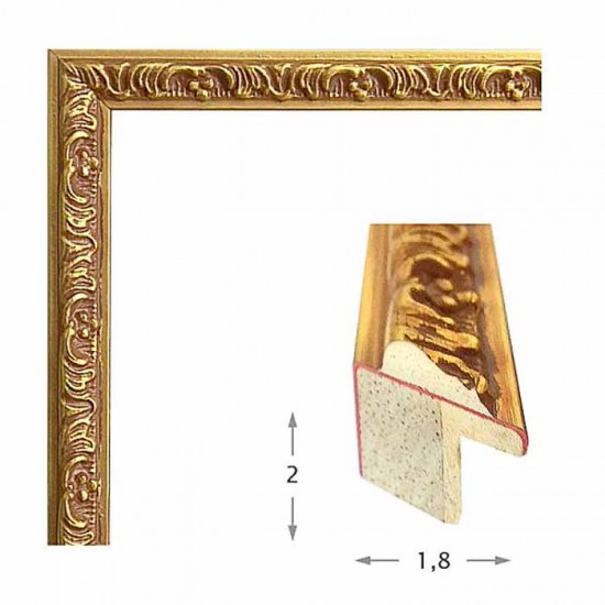 Κορνίζα ξύλινη 1,8 εκ. χρυσή σκαλιστή 371-31