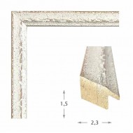 Κορνίζα ξύλινη 2,2 εκ. ανάγλυφη λευκή ντεκαπέ 891-23