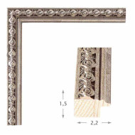 Κορνίζα ξύλινη 2,4 εκ. ασημί αντικέ σκαλιστή 421-02