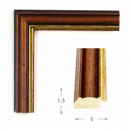Κορνίζα ξύλινη 3 εκ. αντικέ καφέ χρυσό 192Μ04