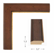Κορνίζα ξύλινη 3,7 εκ. αντικέ καφέ χρυσό 195Μ04