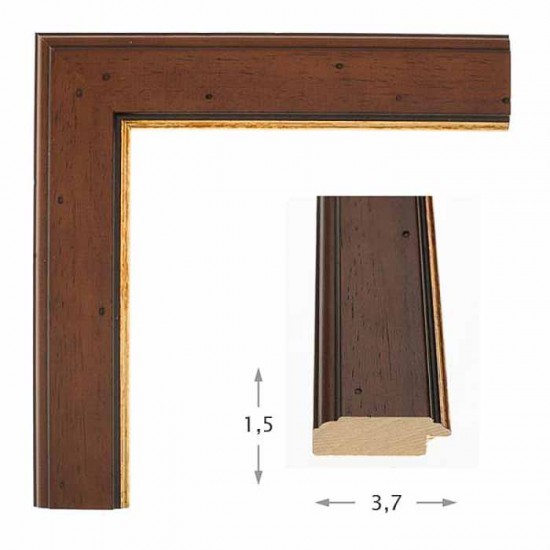 Κορνίζα ξύλινη 3,7 εκ. αντικέ καφέ χρυσό 195Μ04