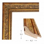 Κορνίζα ξύλινη 4,2 εκ. σκαλιστή αντικέ χρυσό 014-01