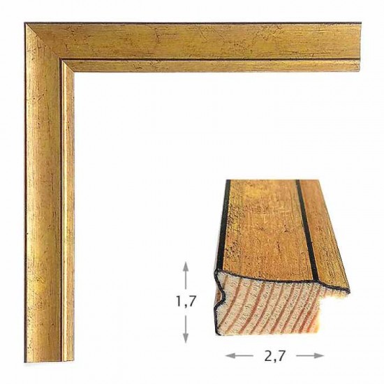 Κορνίζα ξύλινη 2,7 εκ. χρυσή αντικέ 315-91