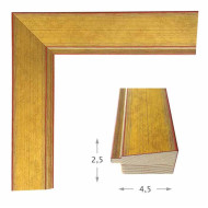 Κορνίζα ξύλινη 4,5 εκ. χρυσή κόκκινες ρίγες 072-81