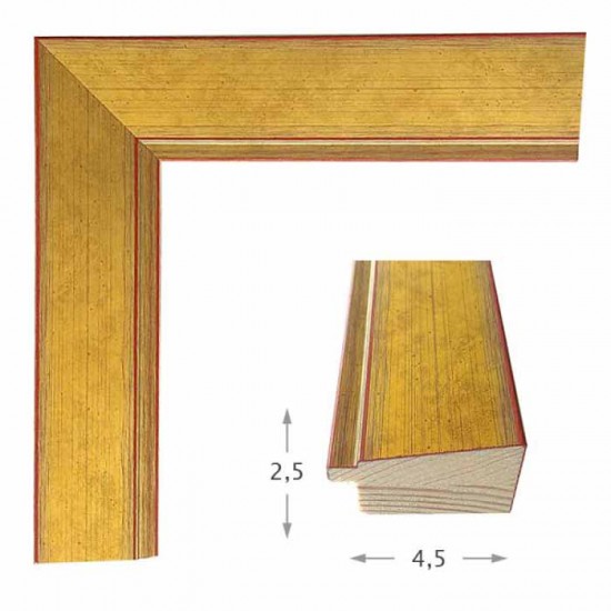 Κορνίζα ξύλινη 4,5 εκ. χρυσή κόκκινες ρίγες 072-81