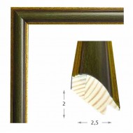 Κορνίζα ξύλινη 2,5 εκ. πράσινο χρυσό πομπέ 274-06