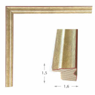 Κορνίζα ξύλινη 1,6 εκ. ασημί κόκκινη ρίγα 085-82