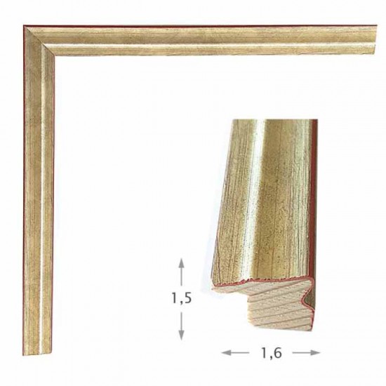Κορνίζα ξύλινη 1,6 εκ. ασημί κόκκινη ρίγα 085-82