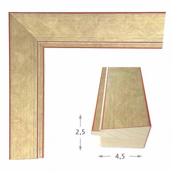 Κορνίζα ξύλινη 4,5 εκ. ασημί κόκκινες ρίγες 072-82