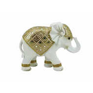 Διακοσμητικός ελέφαντας 16*20*6,5 εκ. λευκό χρυσά στολίδια 50-229
