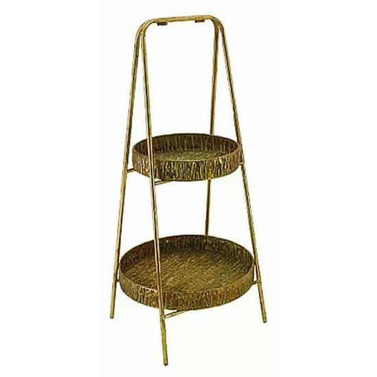 Διπλός δίσκος 72*33 εκ. μεταλλικός αντικέ χρυσό 4902