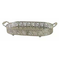 Μεταλλικός δίσκος 41,5*20*8,5 εκ. ασημί σκαλιστός 94910