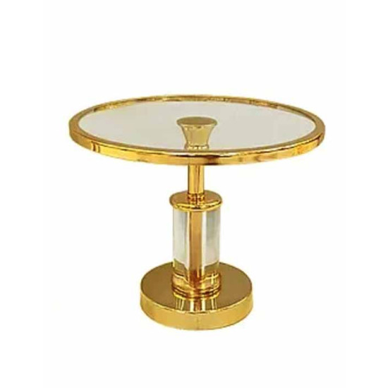 Πιατέλα με πόδι 25*21 εκ. μέταλλο χρυσό γυαλί 40-126