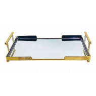 Δίσκος σερβιρίσματος 26,5*36,5*7 εκ. μεταλλικός χρυσός καθρέπτης 40-113 