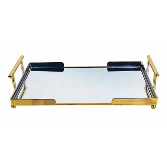 Δίσκος σερβιρίσματος 26,5*36,5*7 εκ. μεταλλικός χρυσός καθρέπτης 40-113 